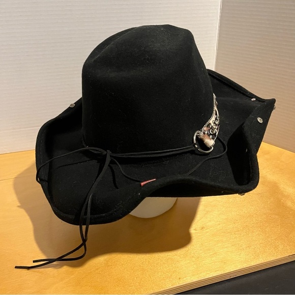 Bullhide Rodeo Cowgirl Hat Large Black Cheetah Animal Print Band Rhinestones - Picture 6 of 14